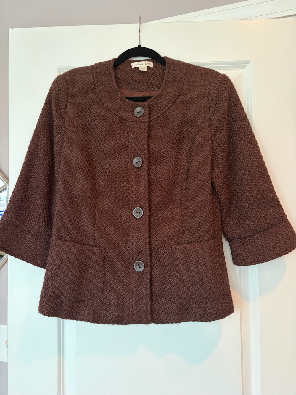 Coldwater Creek Chocolate Brown Textured Button Blazer